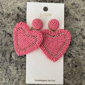 NWT J. CREW Pink Heart Shaped Earrings